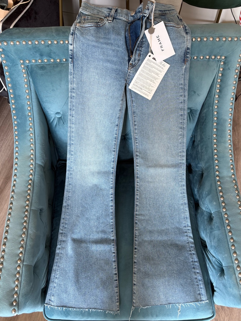 Frame Denim Light Blue mid-Rise flare Jeans